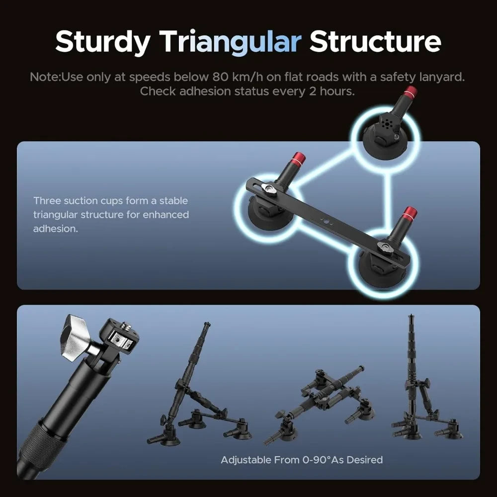 Triple Suction Car Camera Mount