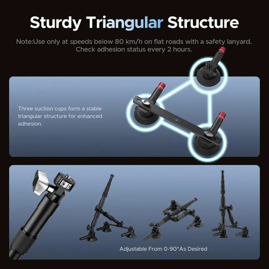 Triple Suction Car Camera Mount