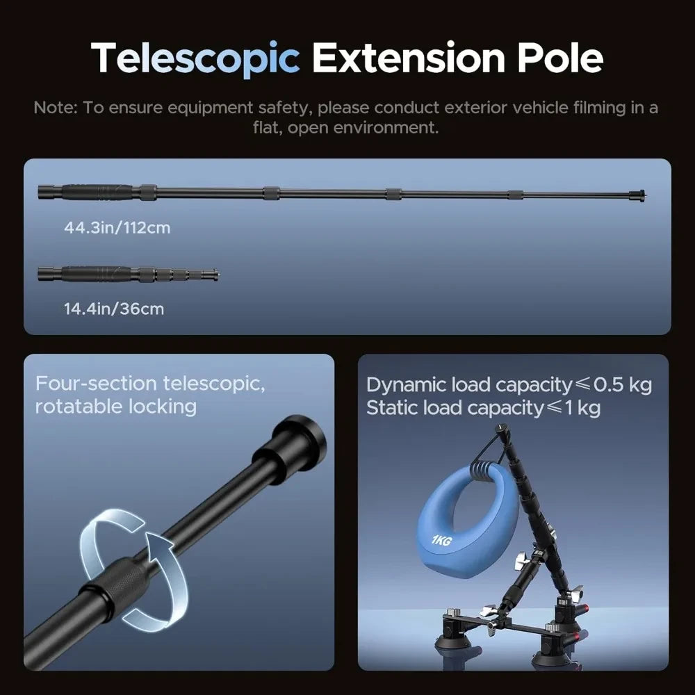 Triple Suction Car Camera Mount